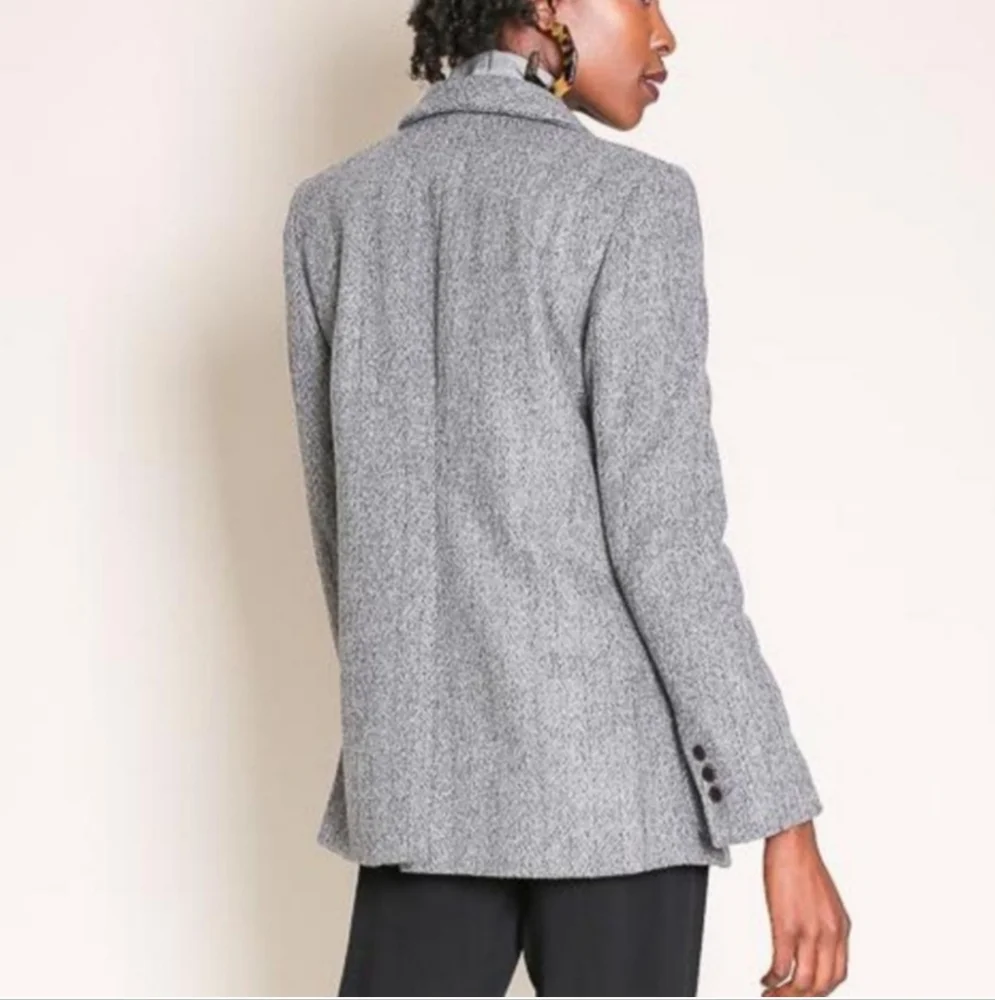 Rachel Comey Loveless Wool Blend Herringbone Blazer Gray Size 4 - Picture 3 of 11
